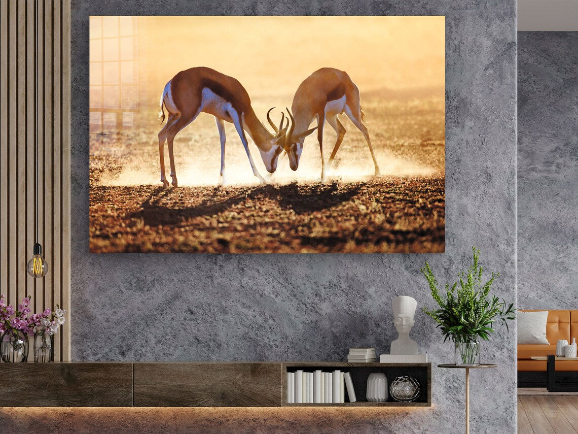 Deer Landscape View Print Tempered Glass Wall Art 100% Made in Australia Ready to Hang