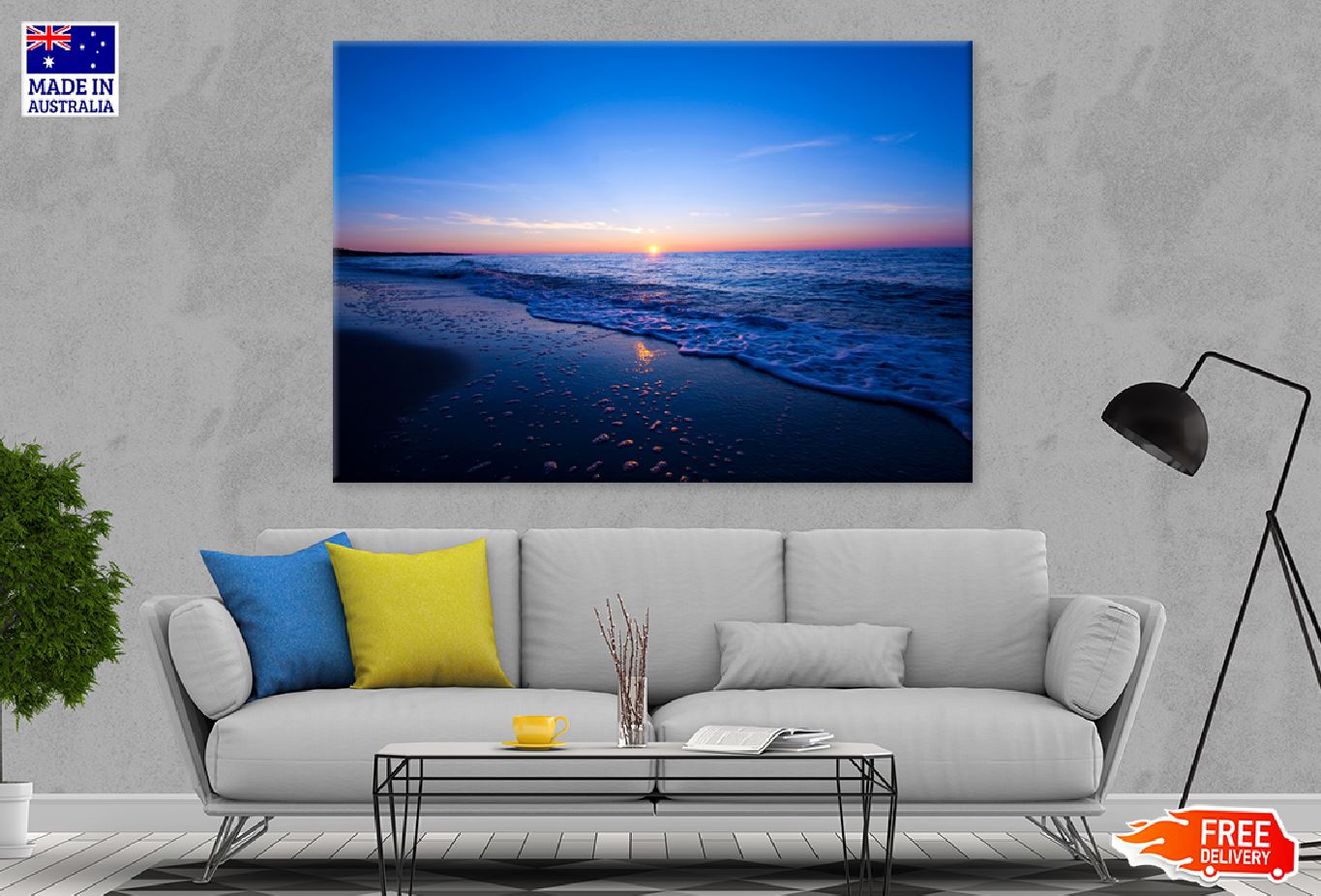 Sunset Blue Sea Scenery View Photograph Print 100% Australian Made
