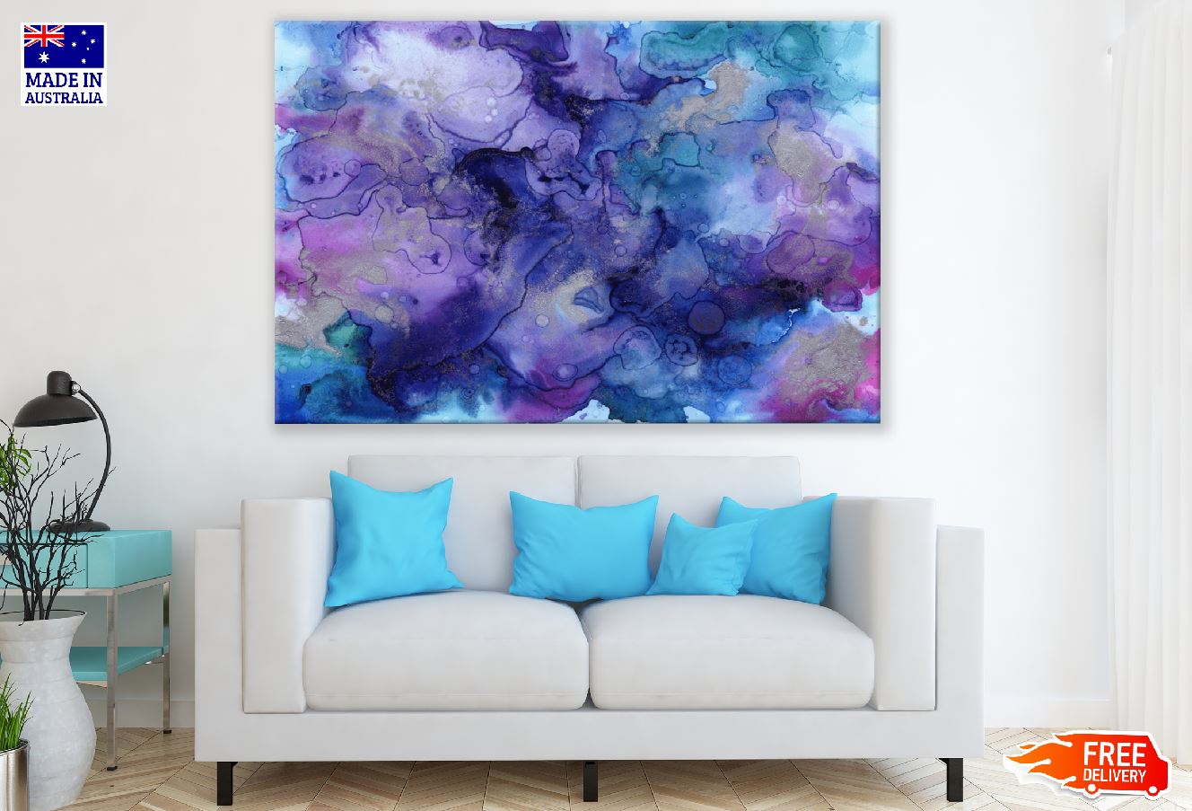 Purple & Blue Abstract Design Print 100% Australian Made