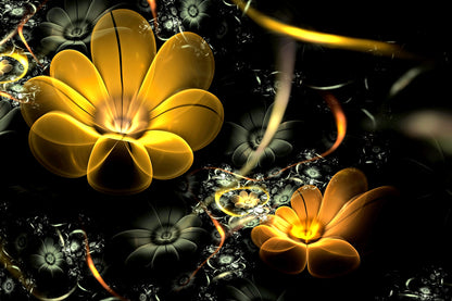 Black & Gold Abstract Flowers Home Decor Premium Quality Poster Print Choose Your Sizes