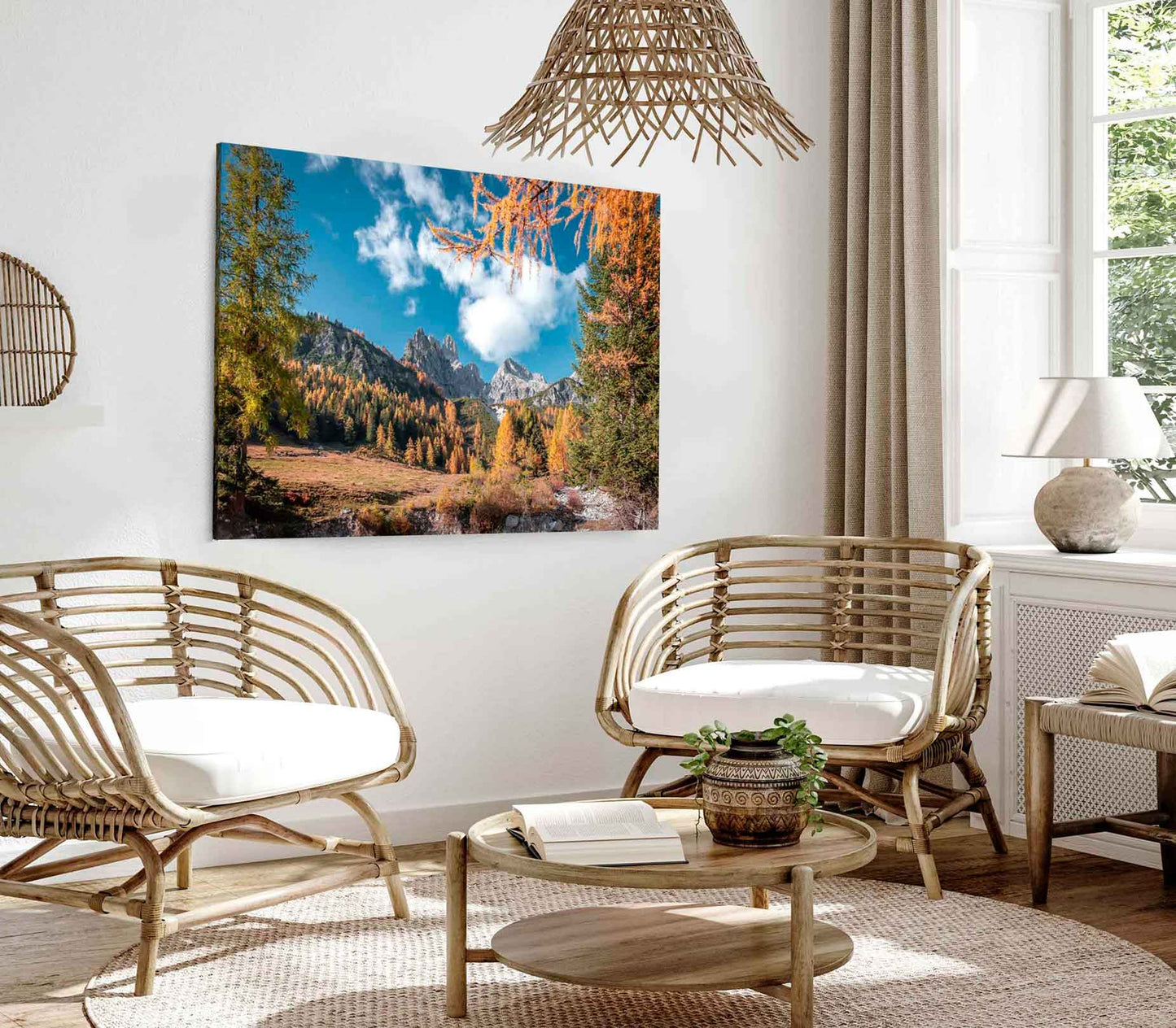 Bella Home Autumn Forest & Blue Sky View Print Canvas Ready to hang