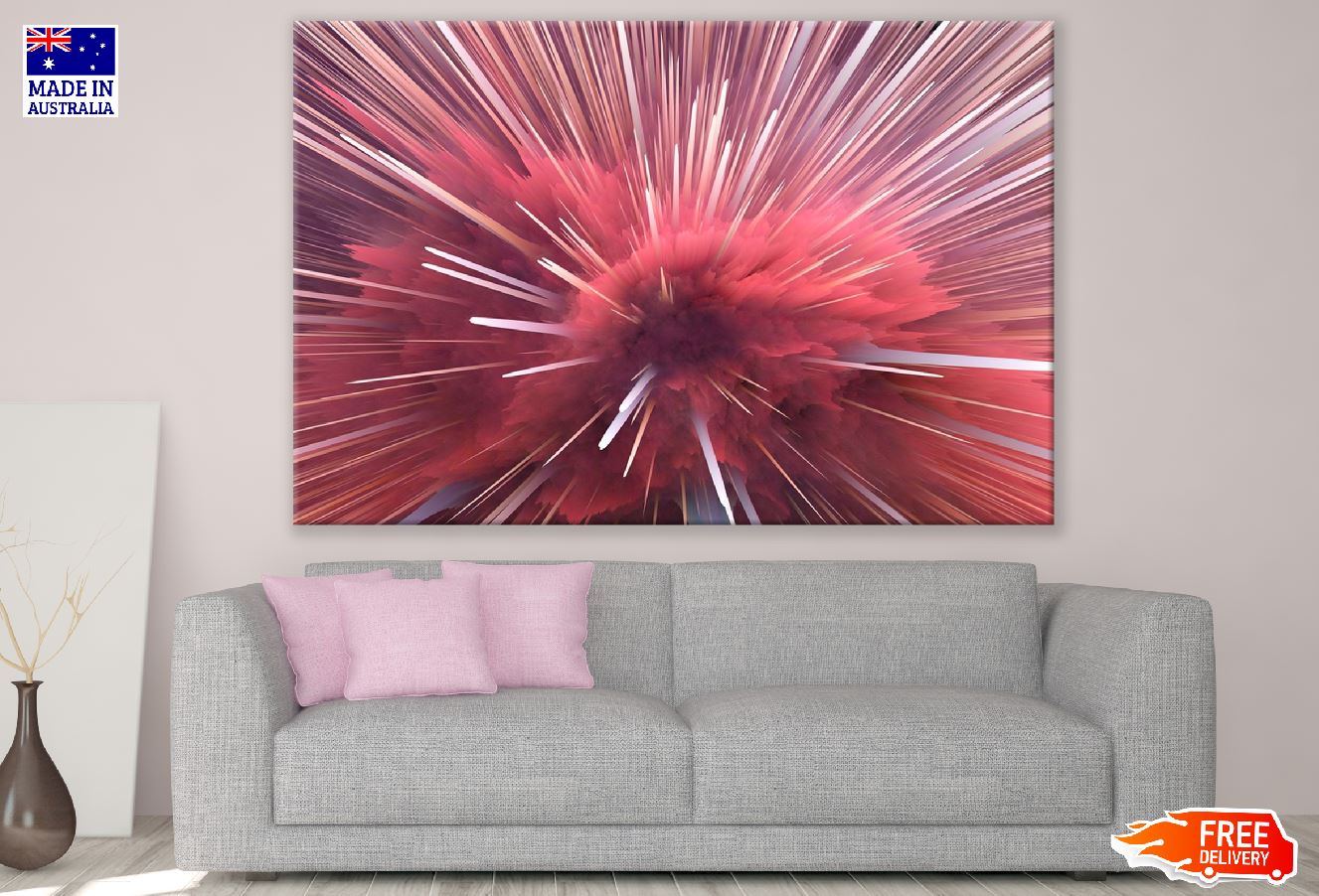 Red Color Smoke Abstract Design Print 100% Australian Made