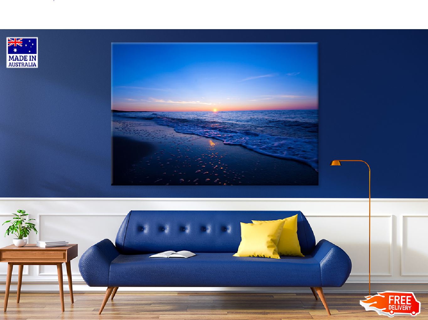 Sunset Blue Sea Scenery View Photograph Print 100% Australian Made