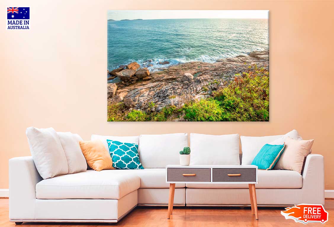 Sea Waves on Rocks View Photograph Print 100% Australian Made
