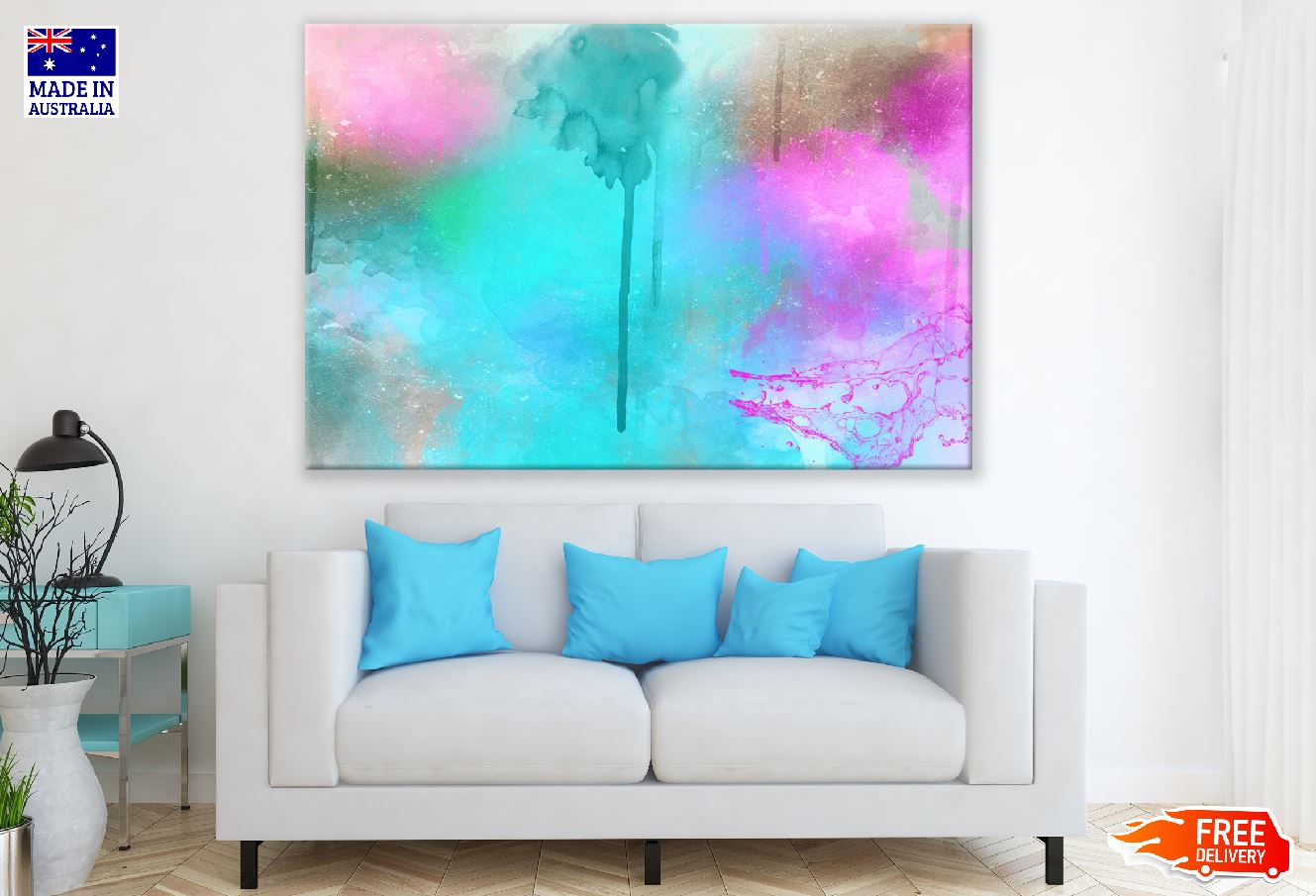 Green Pink & Blue Abstract Design Print 100% Australian Made