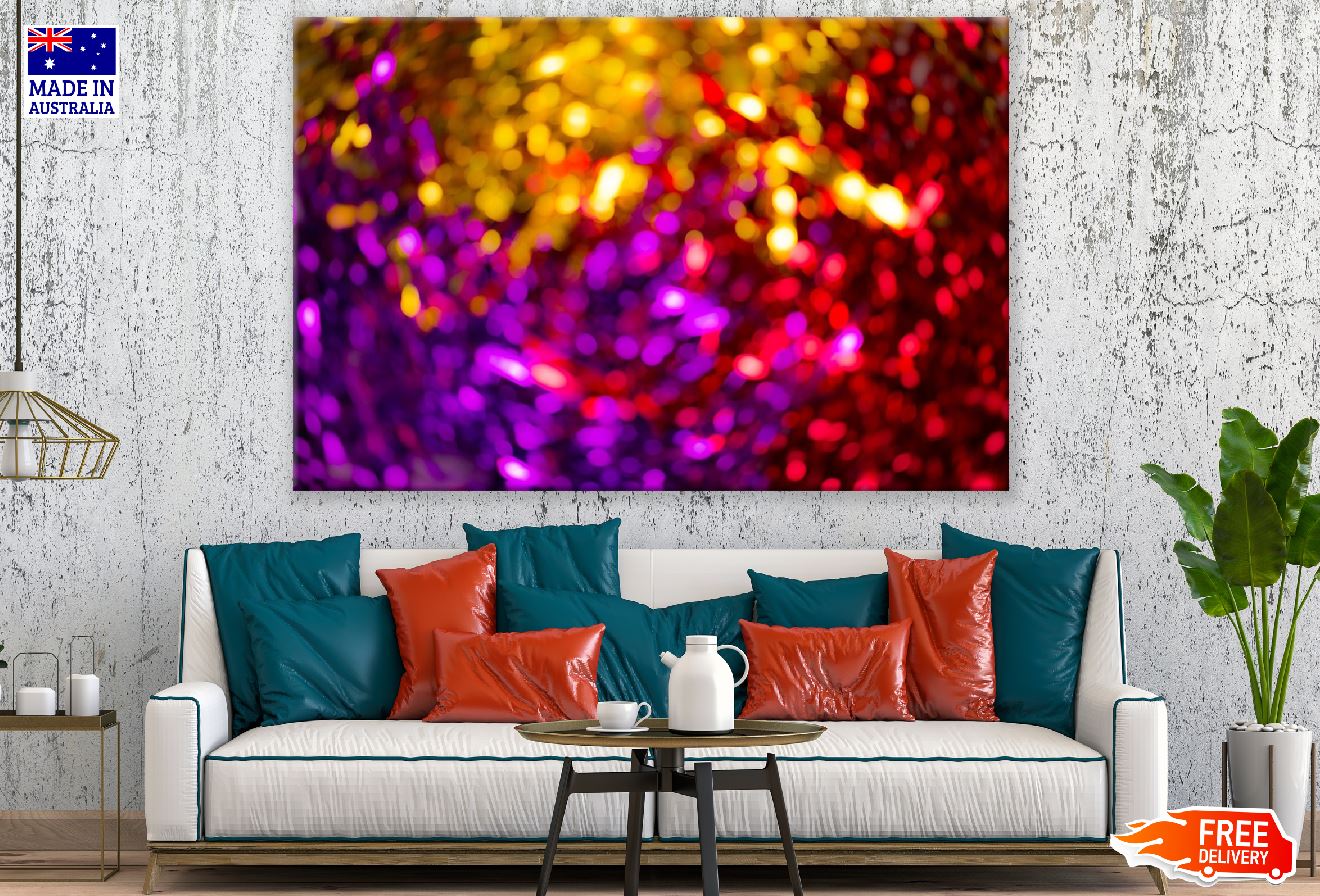 Purple Red & Yellow Lights Abstract Design Print 100% Australian Made