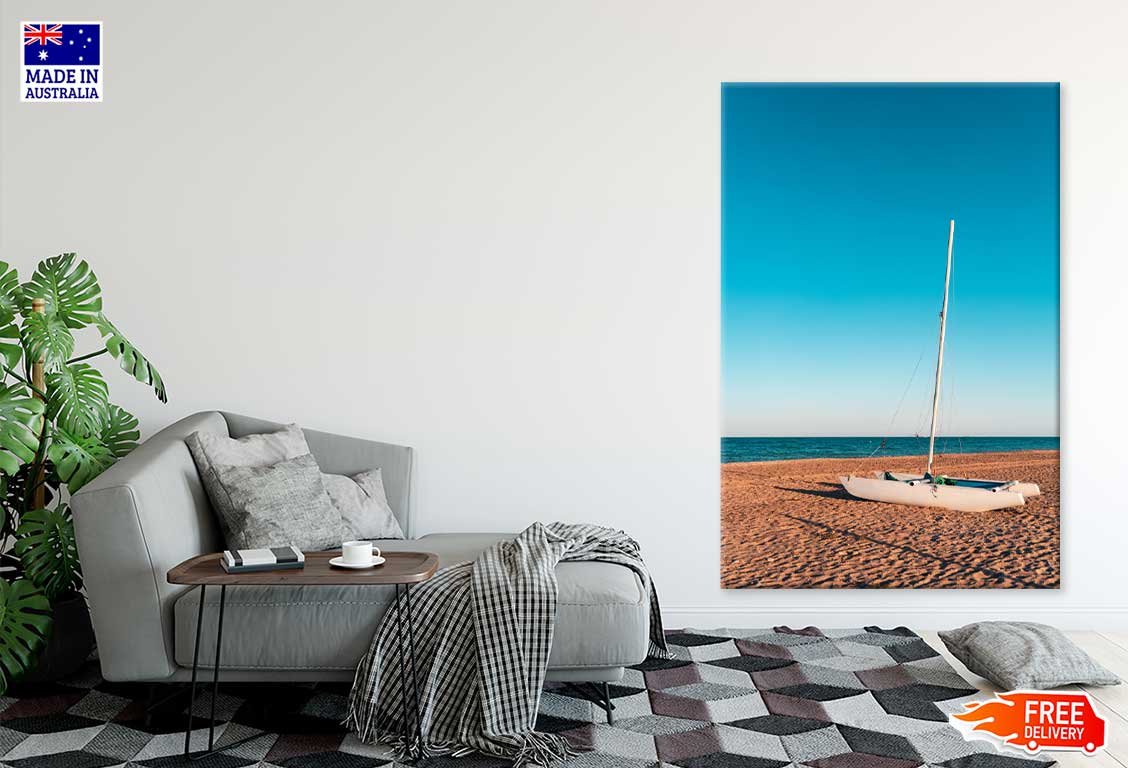 Catamarans Near Sandy Beach View Photograph Print 100% Australian Made