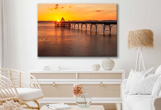 Bella Home Clevedon Pier and the sunset View Print Canvas Ready to hang