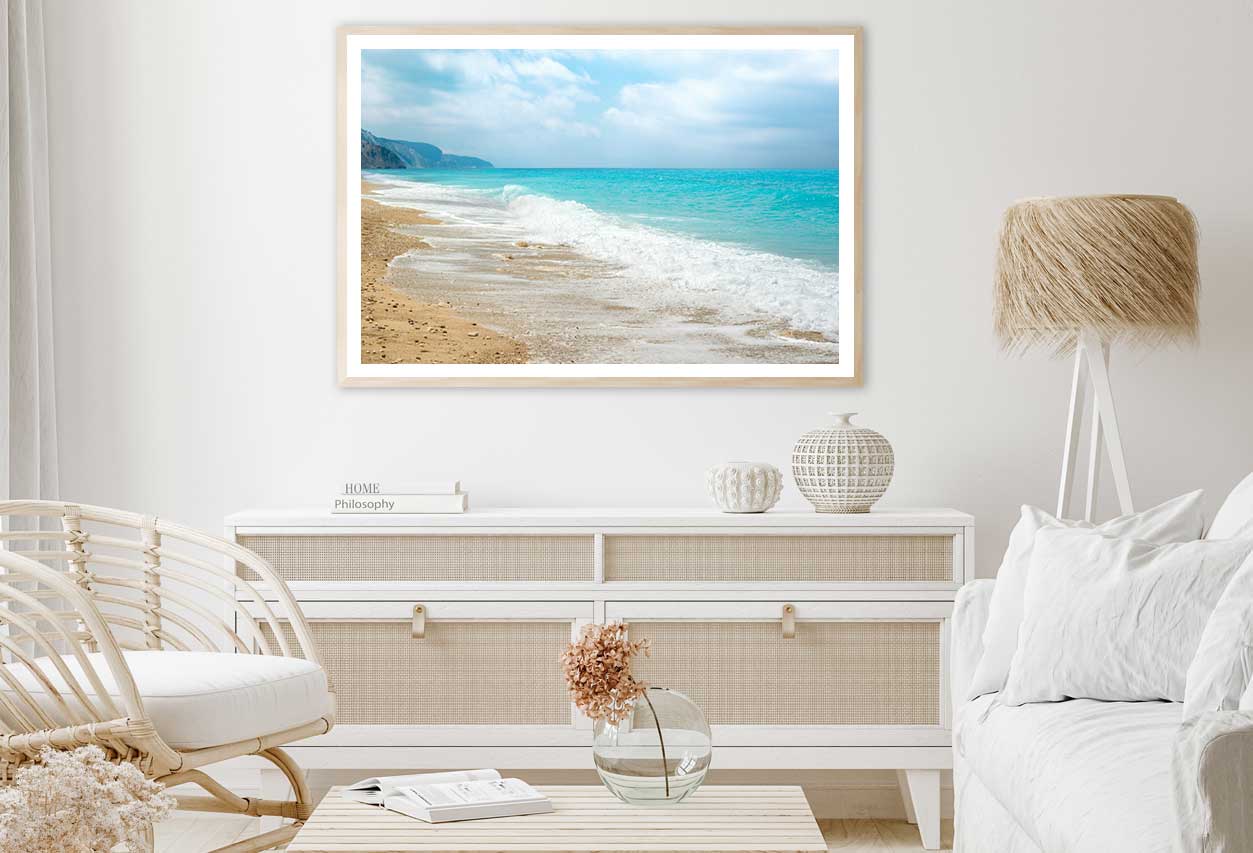 Sunny Sea Waves Sky with Clouds View Photograph Home Decor Premium Quality Poster Print Choose Your Sizes