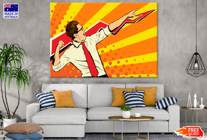 Successful Man & Lightning Shape Illustration Print 100% Australian Made