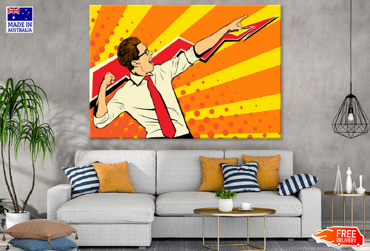 Successful Man & Lightning Shape Illustration Print 100% Australian Made