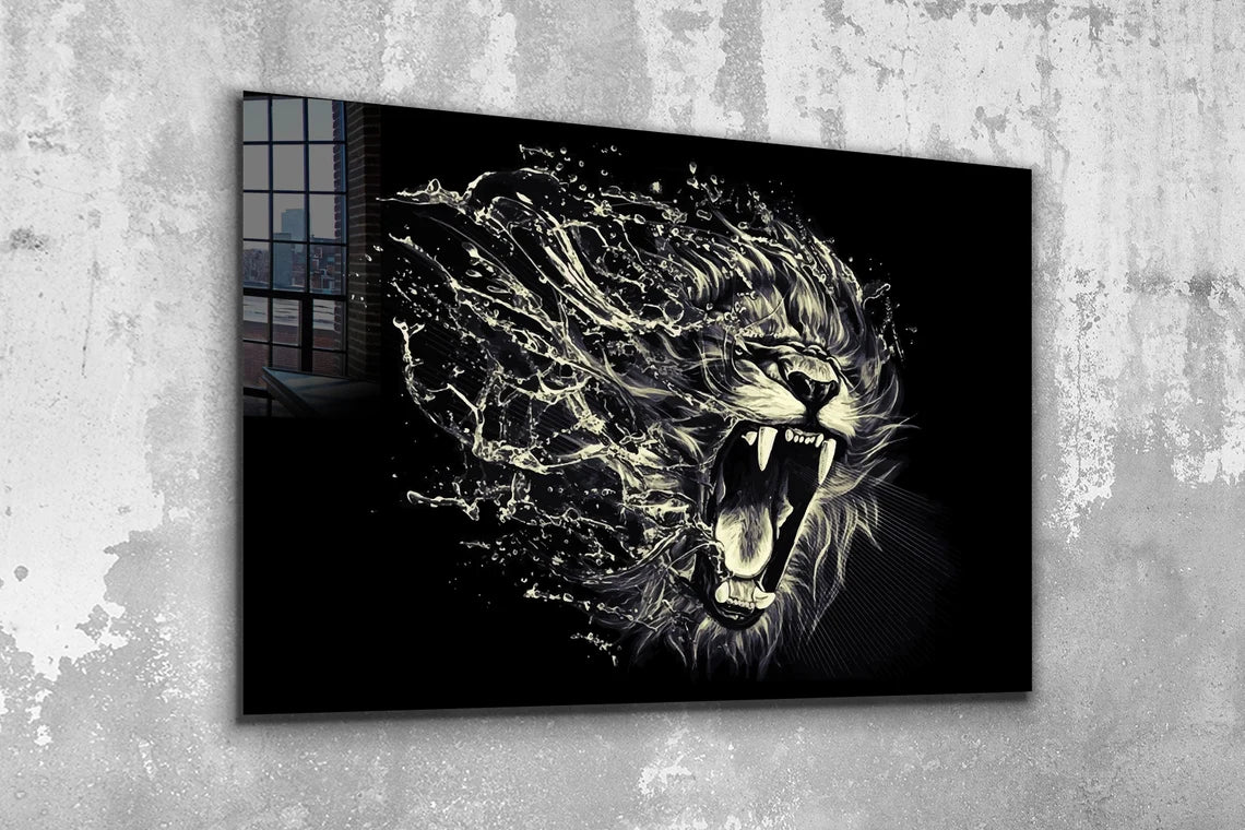 Lion Roaring Abstract Print Tempered Glass Wall Art 100% Made in Australia Ready to Hang