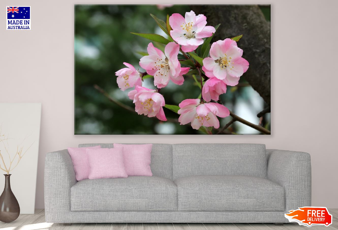 White Pink Sakura Flowers View Photograph Print 100% Australian Made