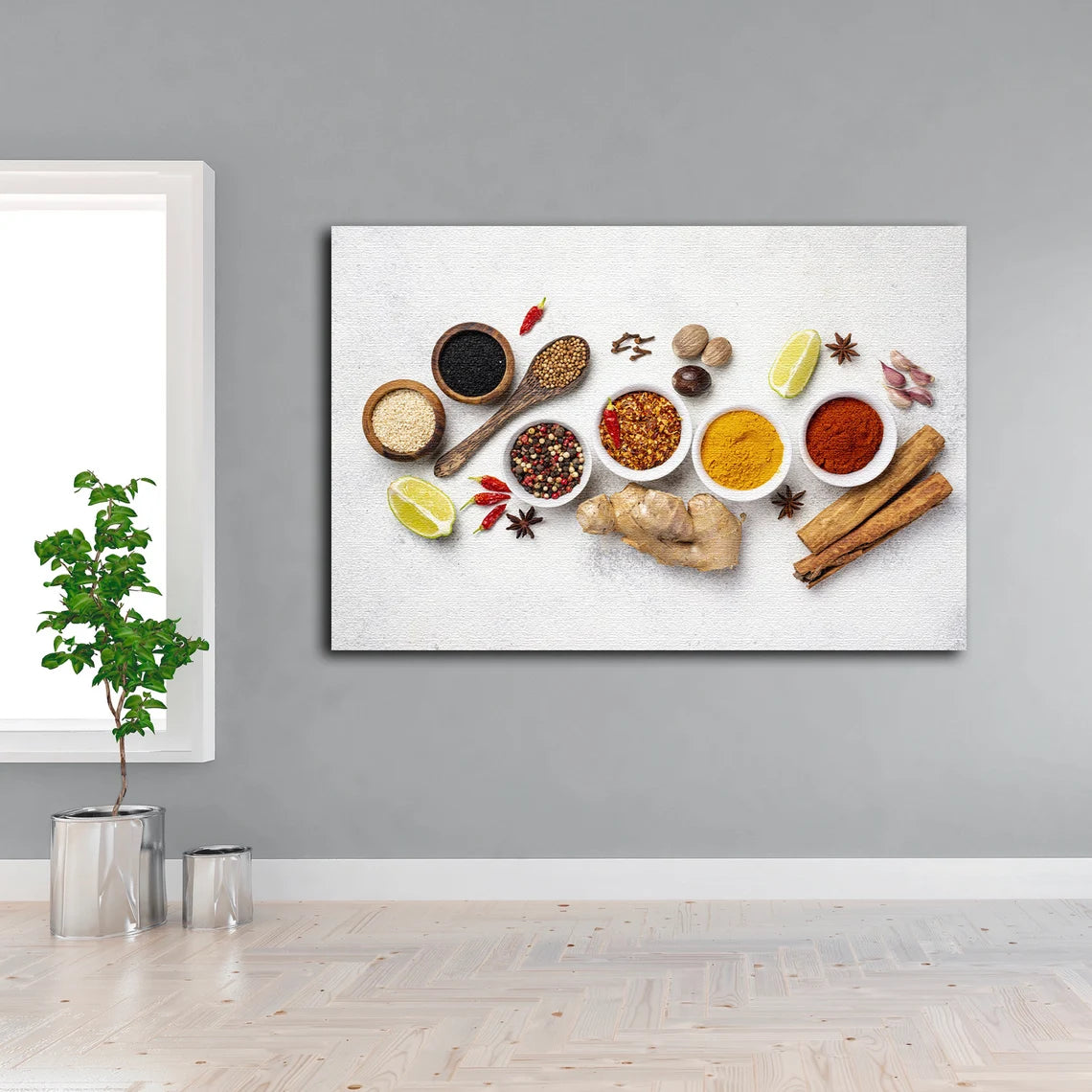 Spices on White Surface Photograph Acrylic Glass Print Tempered Glass Wall Art 100% Made in Australia Ready to Hang