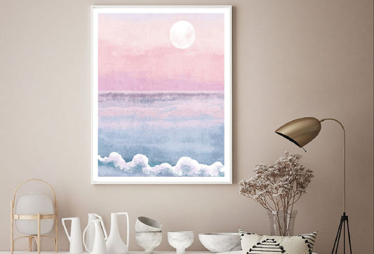 Beach & Waves Sunset Watercolor Painting Home Decor Premium Quality Poster Print Choose Your Sizes