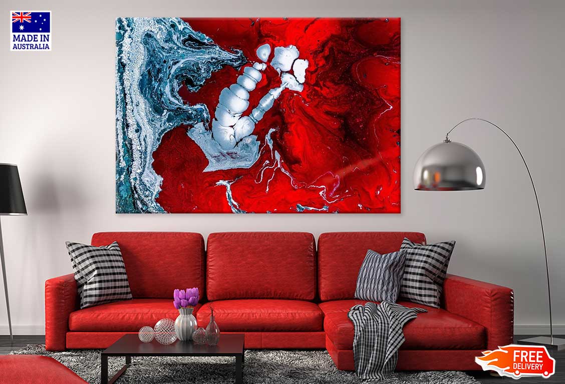 Silver & Red Abstract Design Print 100% Australian Made
