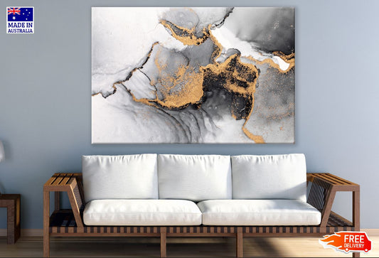 Black Gold & White Abstract Design Print 100% Australian Made