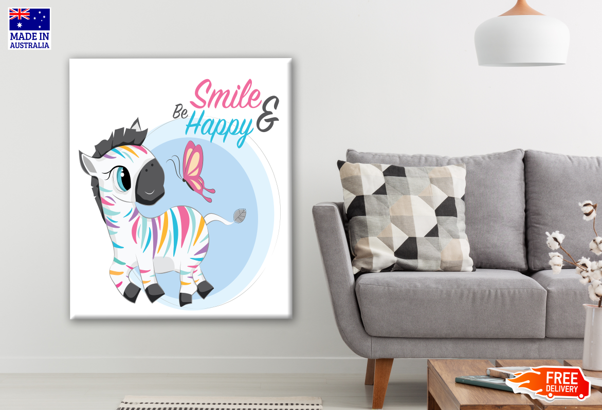 Colourful Zebra Art Print 100% Australian Made