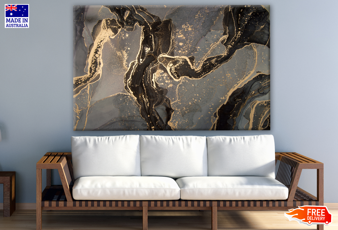 Black & Gold Abstract Design Print 100% Australian Made