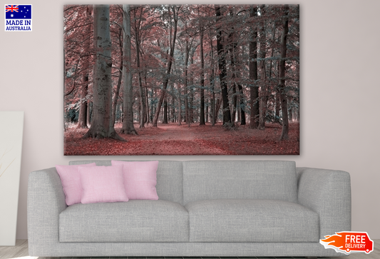 Deep Forest with Pink Leaves Photograph Print 100% Australian Made