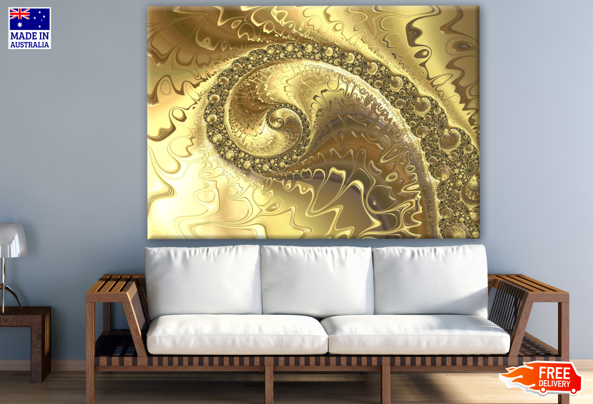 Gold Abstract Fractal Design Print 100% Australian Made