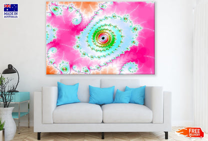 Pink & Green Fractal Spiral Abstract Design Print 100% Australian Made