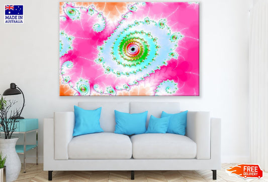 Pink & Green Fractal Spiral Abstract Design Print 100% Australian Made
