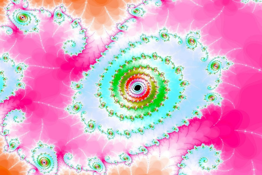 Pink & Green Fractal Spiral Abstract Design Print 100% Australian Made