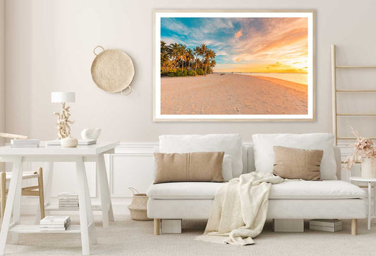 Sandy Sea with Colorful Sunset Photograph Home Decor Premium Quality Poster Print Choose Your Sizes