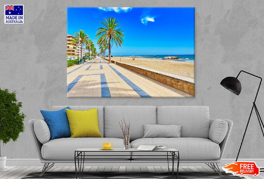 Palm Trees on Seafront Beach View Photograph Print 100% Australian Made