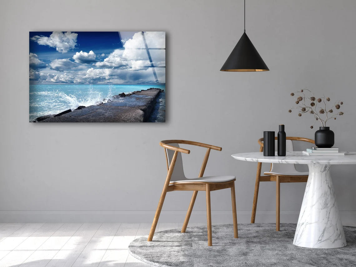 Sea Waves Crashing Photograph Acrylic Glass Print Tempered Glass Wall Art 100% Made in Australia Ready to Hang