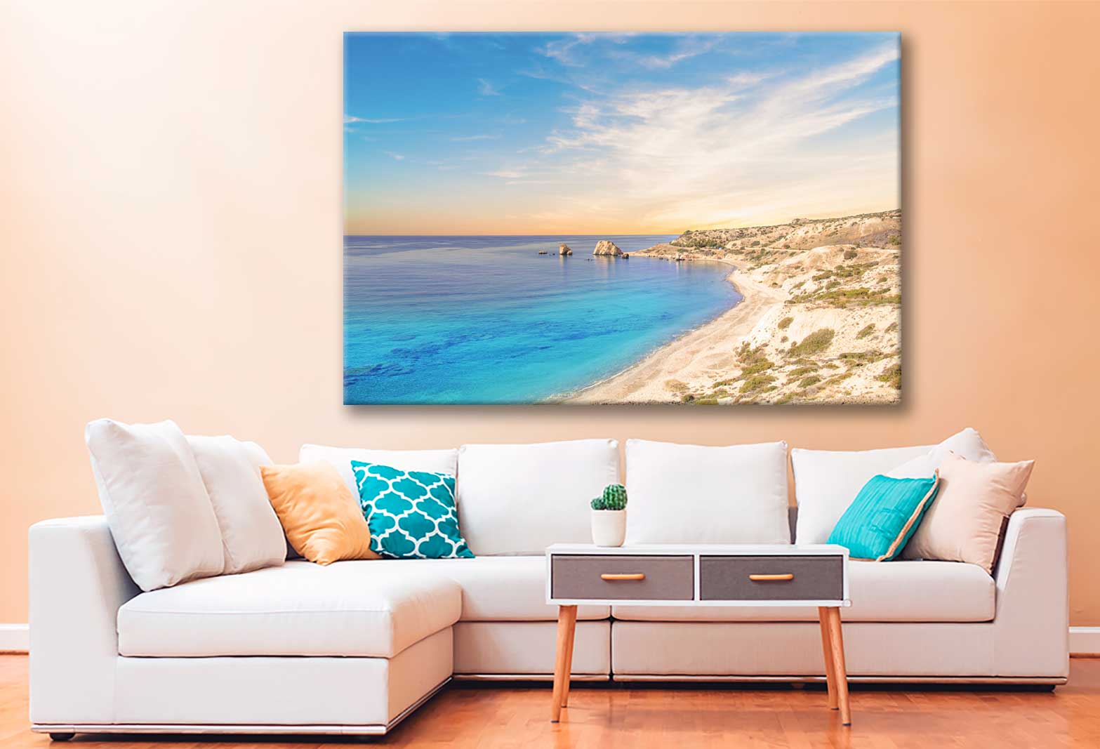 Bella Home Aphrodite Sea & Blue Sky Cyprus Print Canvas Ready to hang