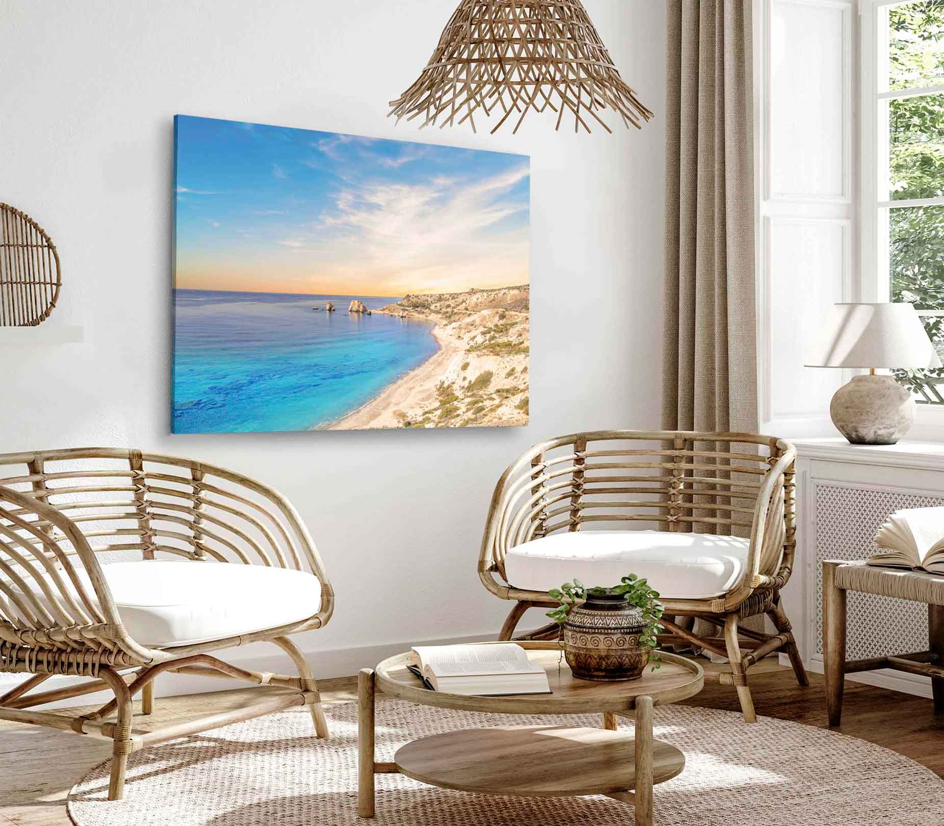 Bella Home Aphrodite Sea & Blue Sky Cyprus Print Canvas Ready to hang