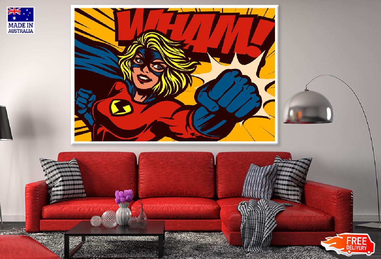WHAM Quote & Super Girl Illustration Print 100% Australian Made