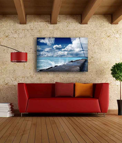 Sea Waves Crashing Photograph Acrylic Glass Print Tempered Glass Wall Art 100% Made in Australia Ready to Hang