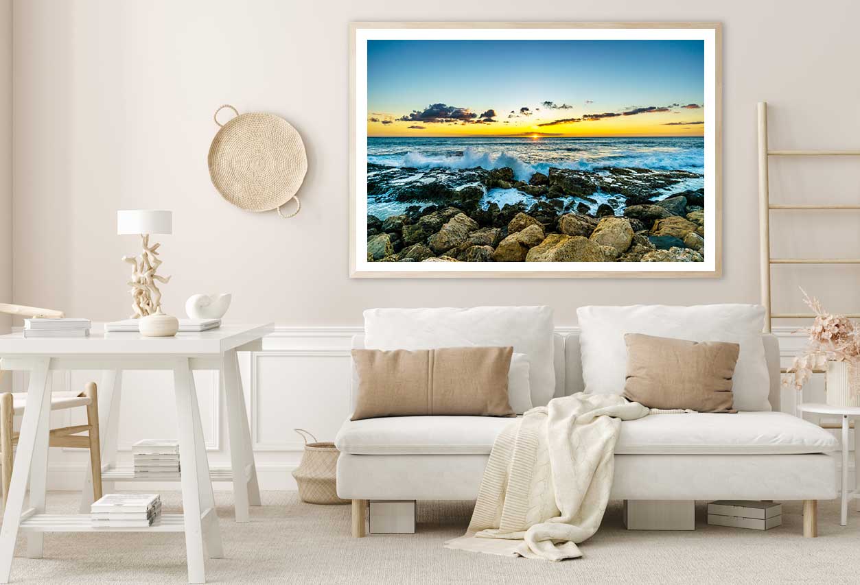 Rocky Hawaiian Sea Sunset Photograph Oahu Home Decor Premium Quality Poster Print Choose Your Sizes