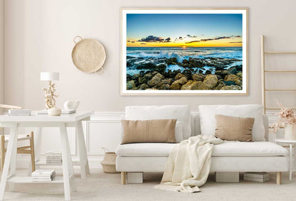 Rocky Hawaiian Sea Sunset Photograph Oahu Home Decor Premium Quality Poster Print Choose Your Sizes