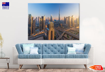 Dubai City Skyline Sunset View Photograph Print 100% Australian Made