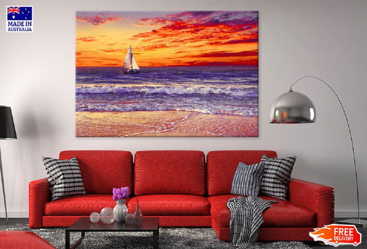 Sail Boat on Sea Sunset View Photograph Print 100% Australian Made