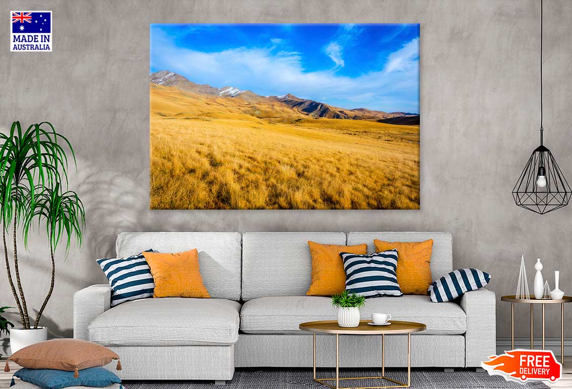 Grass Field Hill Mountain Scenery View Photograph Print 100% Australian Made