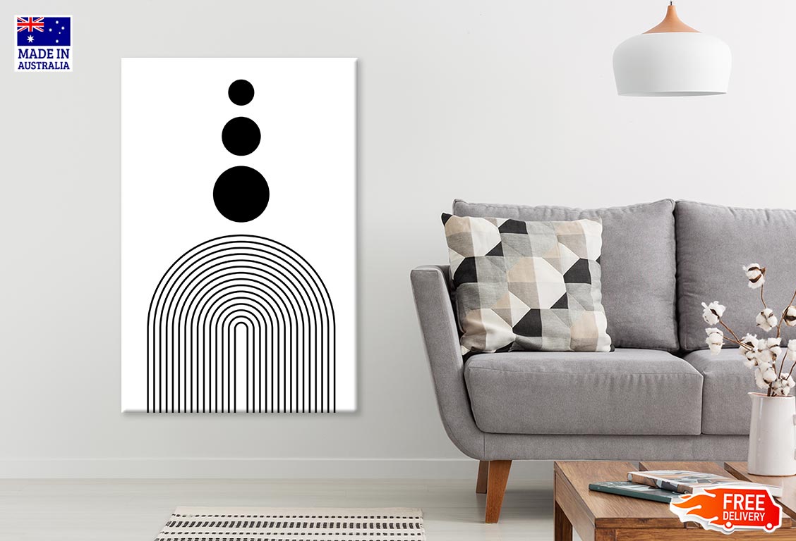 B&W Abstract Lines & Circles Line Art Print 100% Australian Made