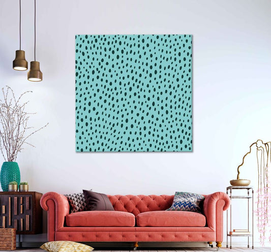 Square Canvas Black Polka Dot Blue Design High Quality Print 100% Australian Made