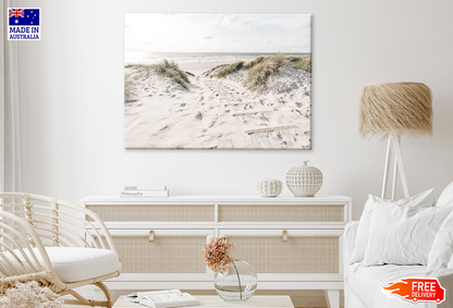 Grass On Sea Shore & Skyline View Print 100% Australian Made