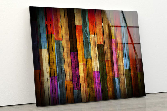 Colorful Wood Stripes Photograph Acrylic Glass Print Tempered Glass Wall Art 100% Made in Australia Ready to Hang