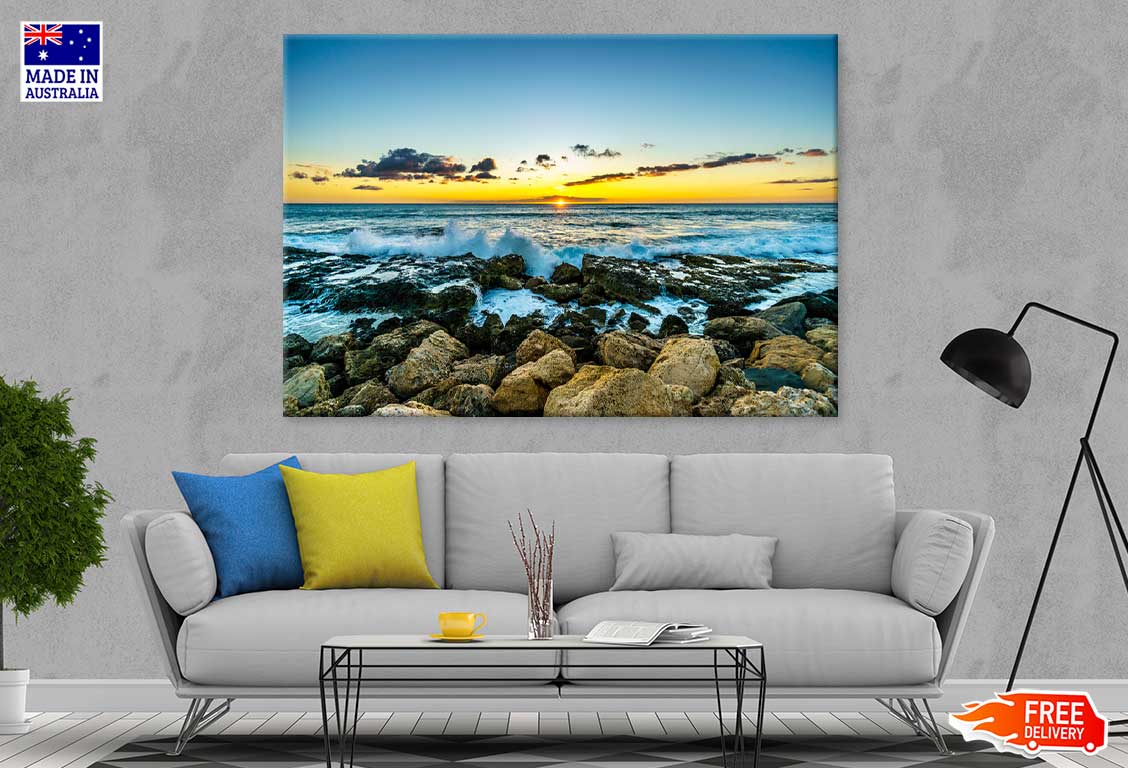 Rocky Hawaiian Sea Sunset Photograph Oahu Print 100% Australian Made