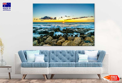Rocky Hawaiian Sea Sunset Photograph Oahu Print 100% Australian Made