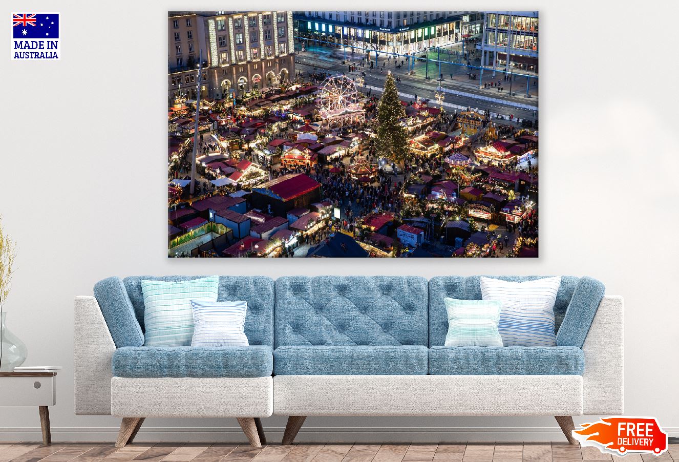 Dresden Christmas Market City Night View Germany Print 100% Australian Made