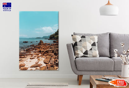 Rocks near Seashore with Blue Sky Photograph Print 100% Australian Made