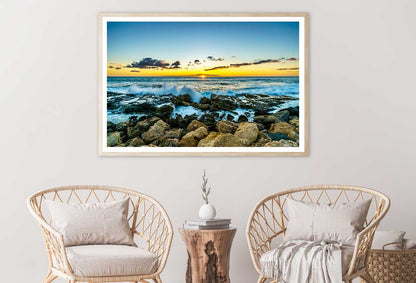 Rocky Hawaiian Sea Sunset Photograph Oahu Home Decor Premium Quality Poster Print Choose Your Sizes