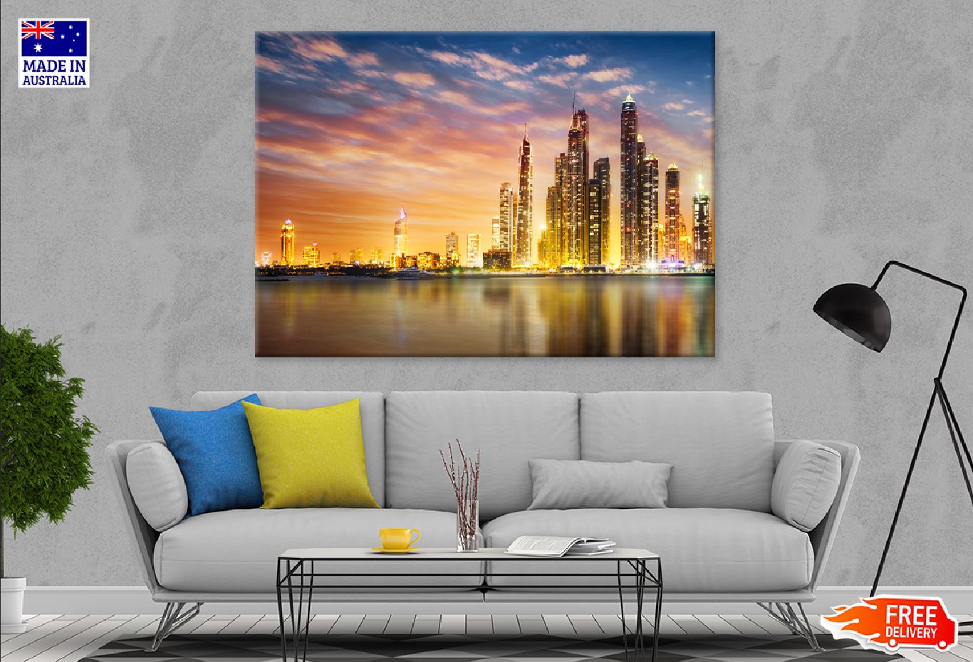 Dubai Marina During Twilight View Photograph Print 100% Australian Made